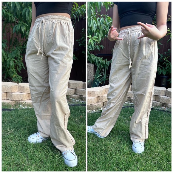 Women’s Cotton Pants Khaki Color - Picture 1 of 6